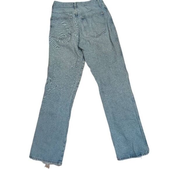 AGOLDE 90s Pinch Waist High Rise Straight Jeans 25 | Distressed Light Wash Denim - Picture 8 of 16